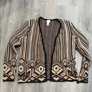 Chico's Multicolor Geometric 70s Cardigan